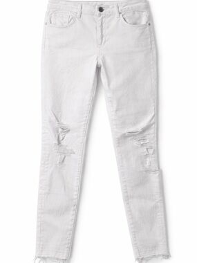 J Brand White Distressed Skinny Jeans